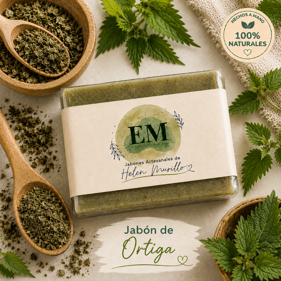 Jabón Artesanal de Ortiga de 100g | Seborregulador, Purificante Facial y Alivio del Eccema