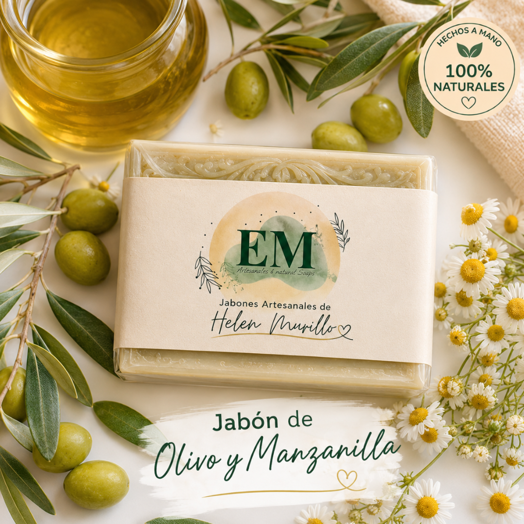 Jabón Artesanal de Olivo y Manzanilla (100g) | Calma e Hidratación para Piel Sensible