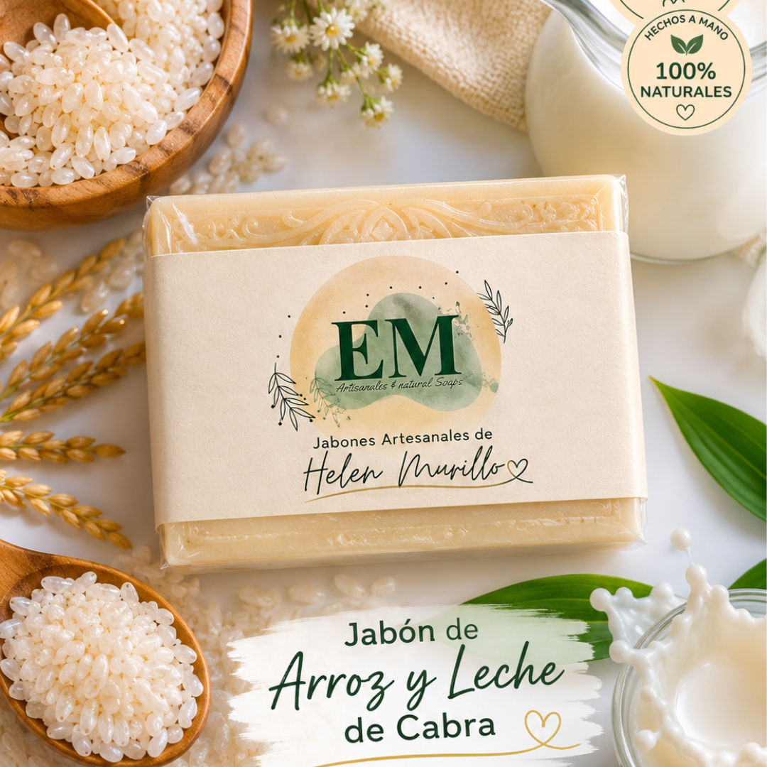 Jabón Artesanal de Arroz y Leche de Cabra (100g) | Luminosidad y Nutrición Profunda