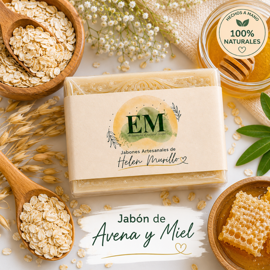 Jabón Artesanal de Avena y Miel (100g) | Exfoliación Suave y Cuidado de la Piel Seca