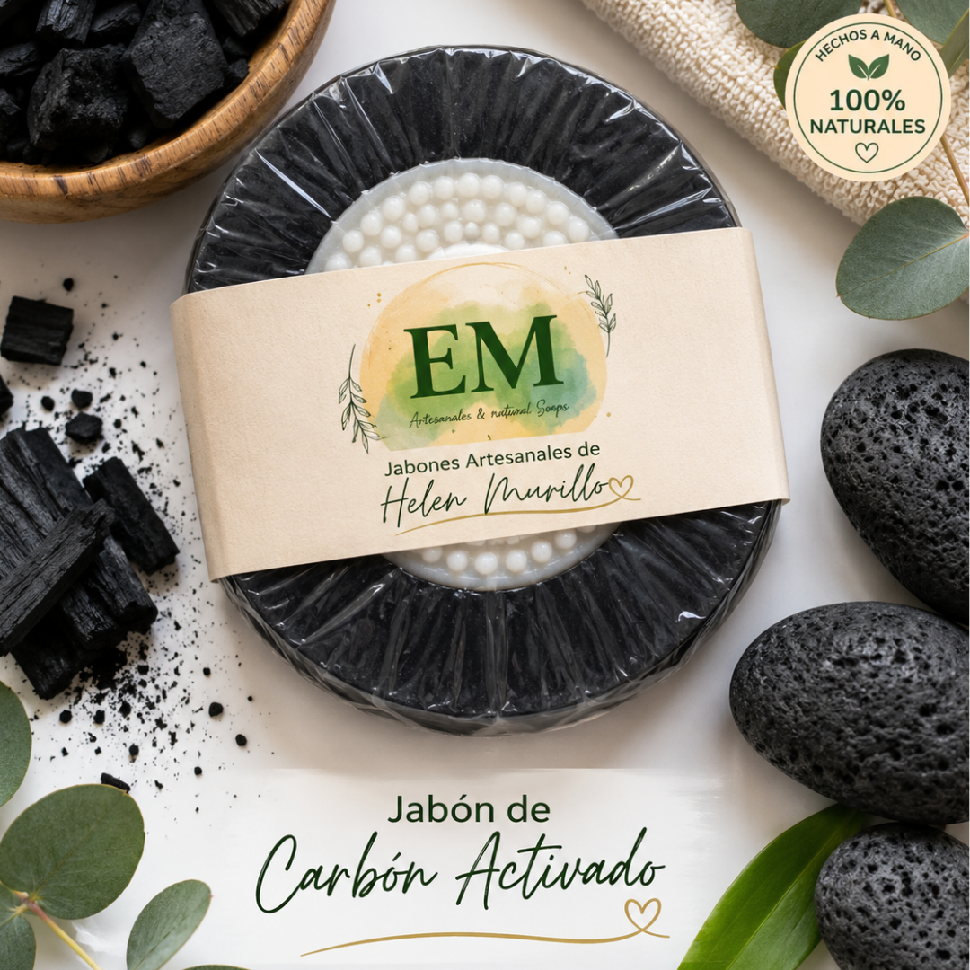 Jabón de Carbón Activado (100g) | Efecto Carbón Détox, Control de Grasa y Brillo