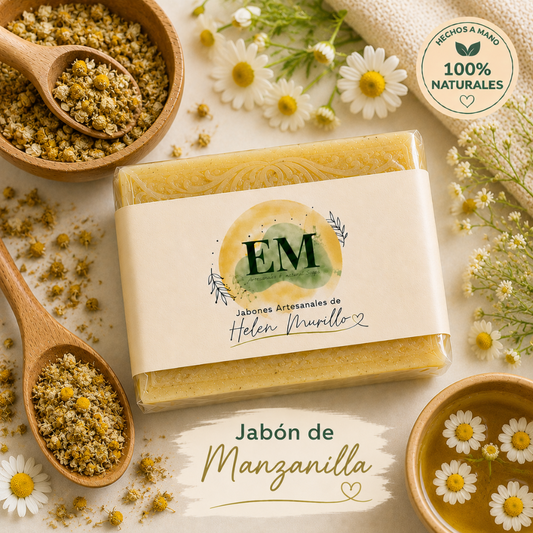Jabón Artesanal de Manzanilla de 100g | Calmante Absoluto, Antiinflamatorio y Cuidado Piel Sensible
