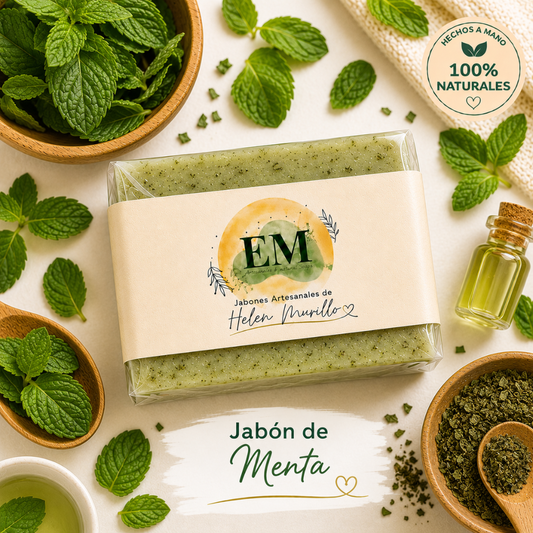 Jabón Artesanal de Menta de 100g | Ultra Refrescante, Energizante Matutino, Deportistas y Control de Grasa