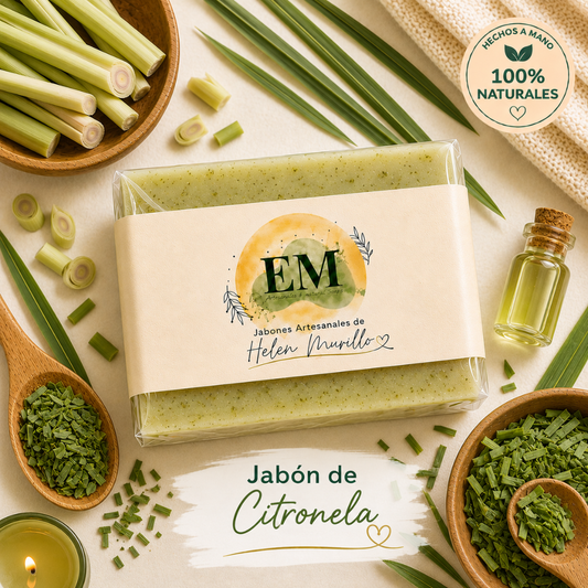 Jabón Artesanal de Citronela de 100g | Repelente Natural, Antiséptico y Desodorante Corporal