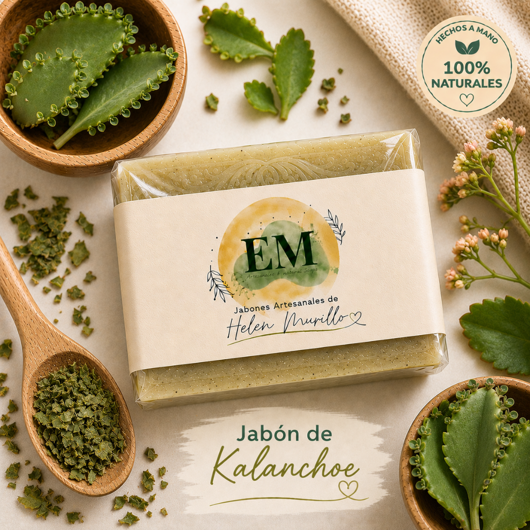 Jabón Artesanal de Kalanchoe de 100g | Herbolaria Avanzada, Máxima Regeneración Celular, Cicatrizante, Protector y Marcas de Acné