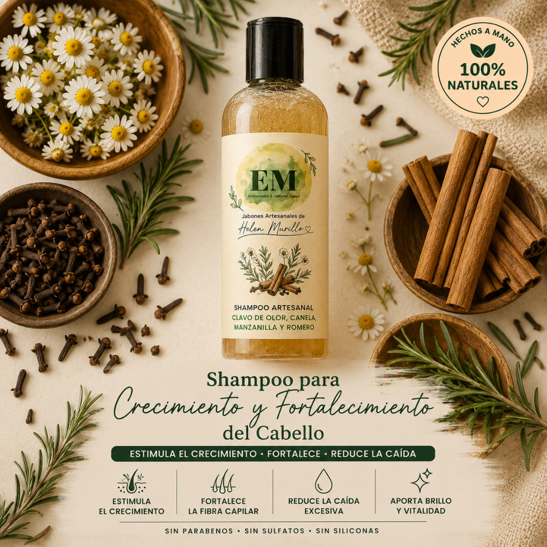 Shampoo Artesanal Multibotánico | Crecimiento Acelerado, Engrosador Capilar y Brillo Natural