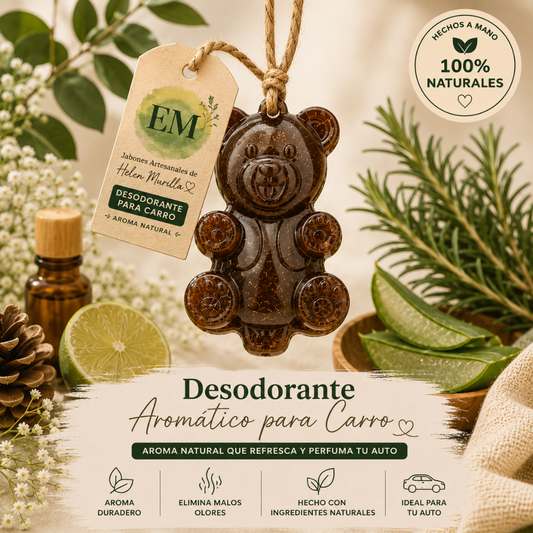 Desodorante de Carro Oso con Mecatito | Ambientador de Auto Colgante y Aromas Abiertos