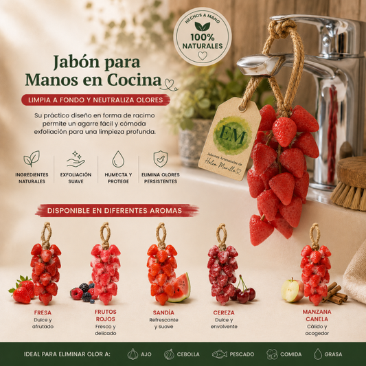 Jabón para Manos en Cocina en Forma de Racimo | Elimina Olores Fuertes y Grasa de Forma Natural