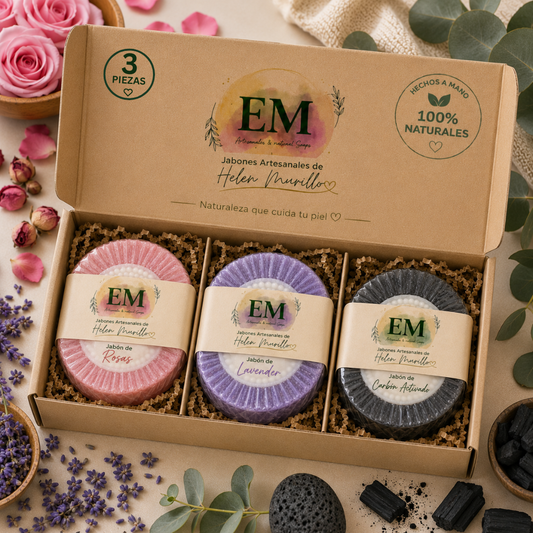 Caja de Jabones 3 Piezas (Esencial) | Mini Kit de Spa, Rutina Détox y Regalo Terapéutico