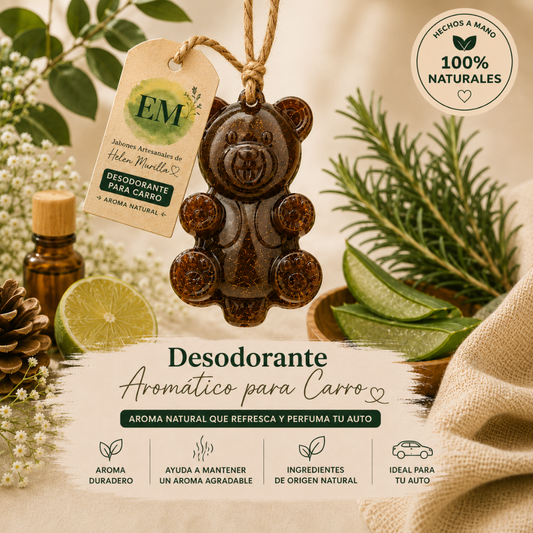 Ambientador de Carro Oso con Mecatito (45g) | Aroma Colgante de Auto y Estilo Único