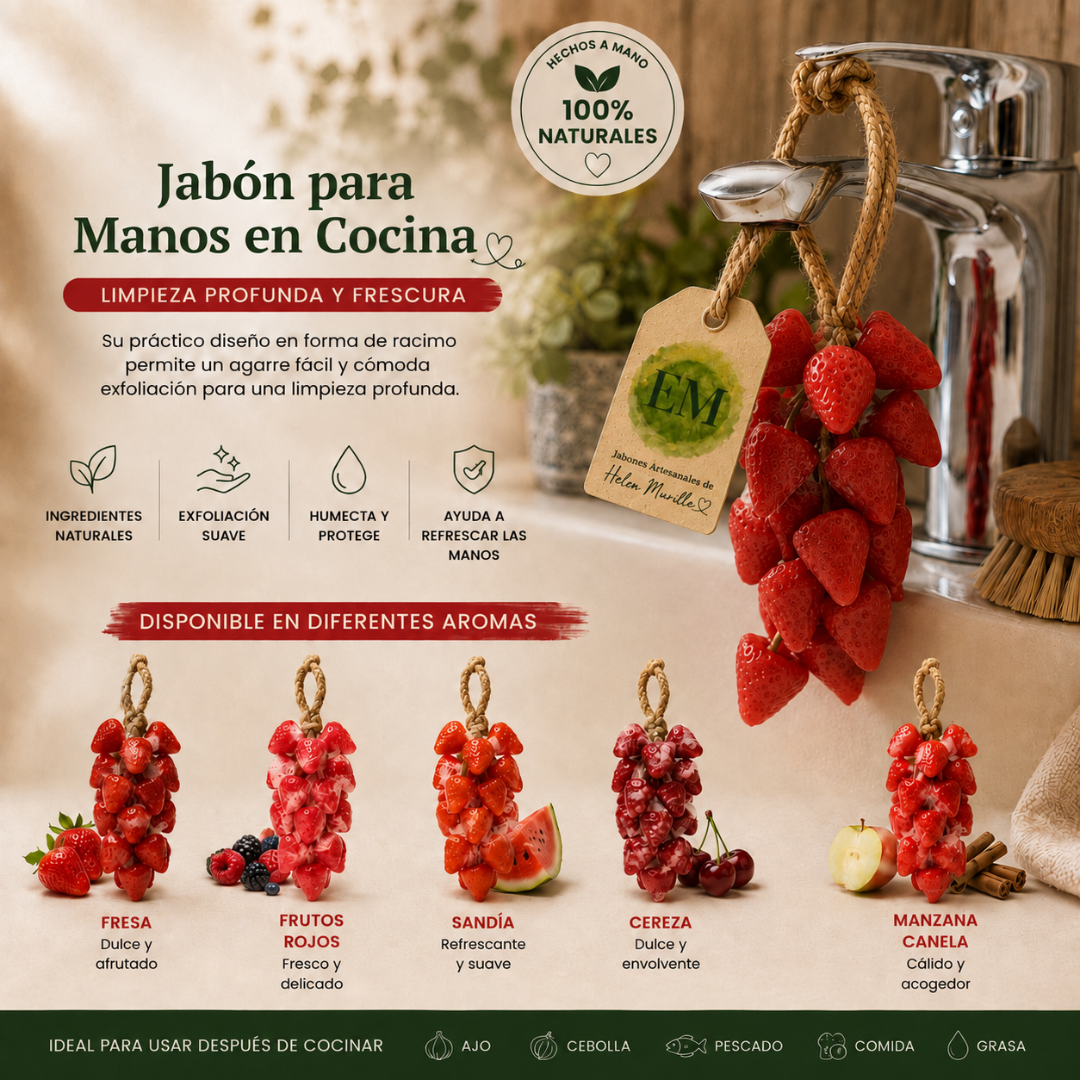 Jabón de Cocina Racimo Set Frutal (100g) | Elimina Olor a Ajo, Cebolla y Pescado